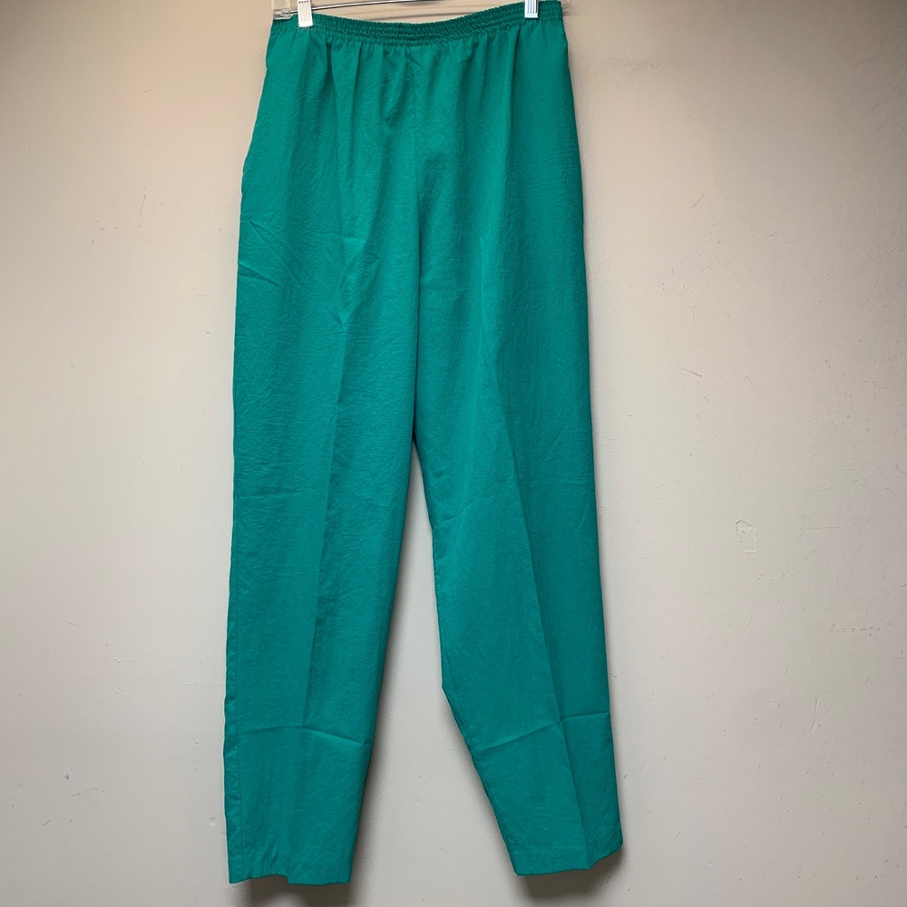 Teddi Sport Pants Womens Medium Teal Green Excellent Elastic Waist Straight Leg